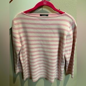 Lauren Ralph Lauren Striped Pink Sweater Long Sleeve Medium